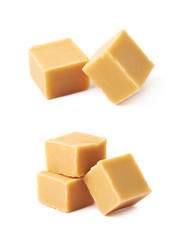 Almond butter toffee cube isolated