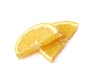 Slice of an orange fruit isolated