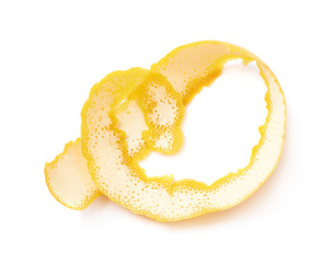 Curl of orange peel isolated