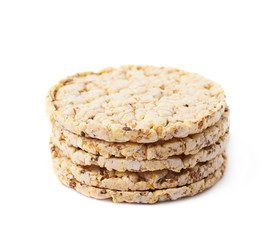 Pile of diet rice crackers isolated