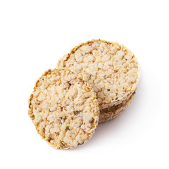 Pile of diet rice crackers isolated