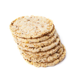 Pile of diet rice crackers isolated