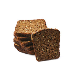 Black bread slices stack isolated