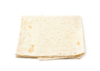 Thin armenian lavash bread isolated