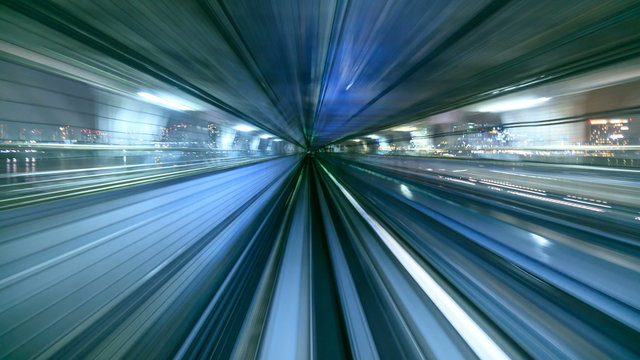 4K Timelapse of moving train in Tokyo, Japan 