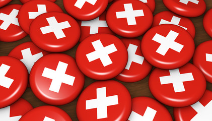 Switzerland Flag Badges Background