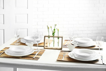 Fototapeta na wymiar Beautiful table setting with natural eco materials