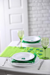 Table setting for St Patricks Day