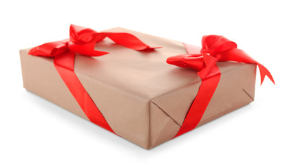 Beautiful gift with bow isolated on white