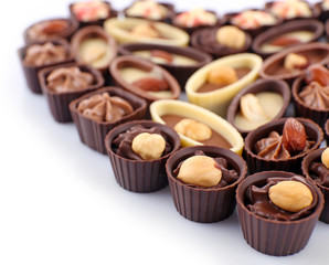 Chocolate sweets isolated on white