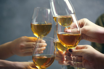 Glasses of wine on a cheerful holiday