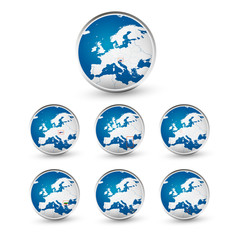 Obraz premium Globe set with EU countries World Map Location Part 4