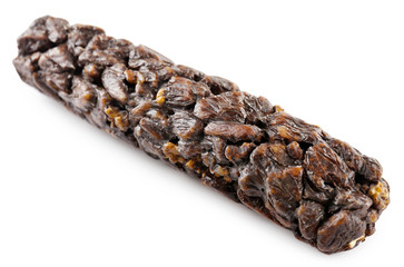 Chocolate salami, isolated on white