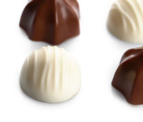 Assorted chocolate candies, close up
