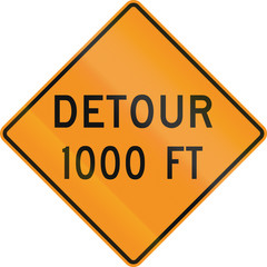 United States MUTCD road sign - Detour 1000 Feet