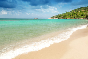 Fototapeta na wymiar Beautiful tropical beach, sand of beach Thailand sea