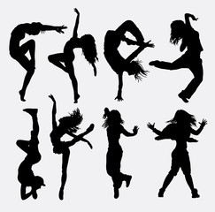 Cool dancing 3. girl dancer activity silhouette. Good use for symbol, web icon, game elements, logo, sign, mascot, or any design you want. Easy to use.