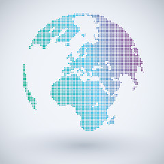 World Map In Pixel On White Background : Vector Illustration