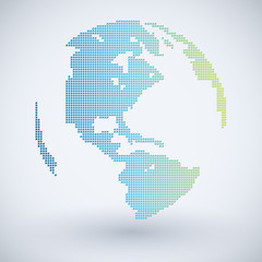 World Map In Pixel On White Background : Vector Illustration