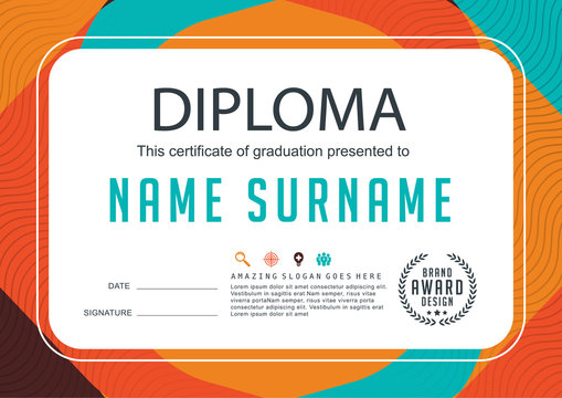 Preschool Kids Diploma certificate background design template