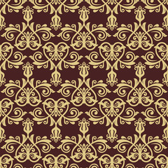 Oriental vector classic pattern. Seamless abstract background. Brown and golden wallpaper