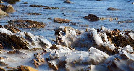 winter sea, замерзшие морские камни