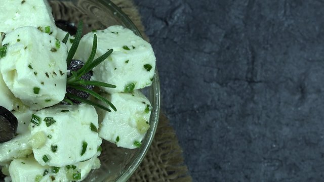 Portion of Feta Cheese (rotating 4K footage; not loopable)
