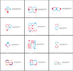 Set of linear abstract logos. Swirl, circle, infinity loop and other concepts. Logotype brand templates