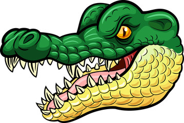 Naklejka premium Cartoon angry crocodile mascot 