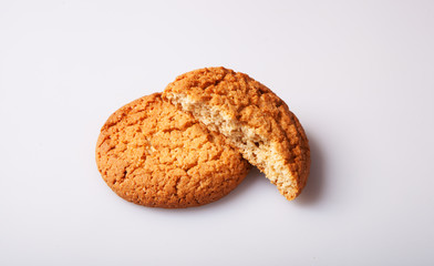 Cookies with texture on a white background in studio