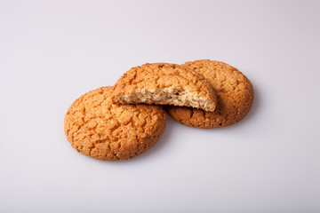 Cookies with texture on a white background in studio