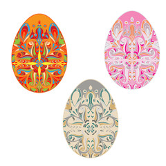 Colored Easter eggs icons set