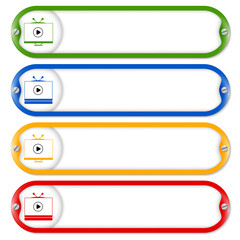 Obraz premium Four buttons for entering text with screws and tv icon