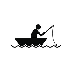 Fisherman in a boat icon