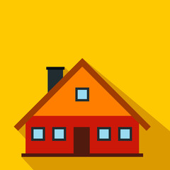 Red cottage flat icon 