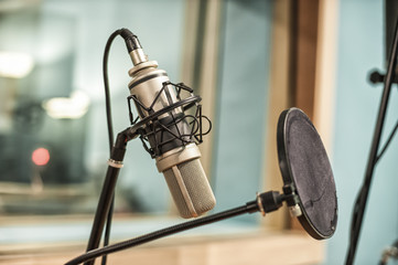 Microphone in recording studio