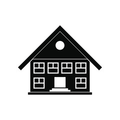 Two-storey house black simple icon