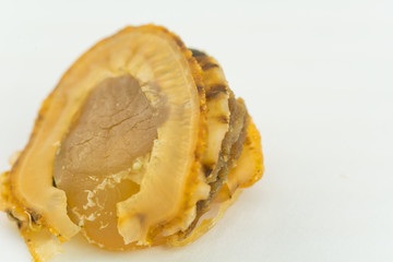 scallop meat on white background - macro image