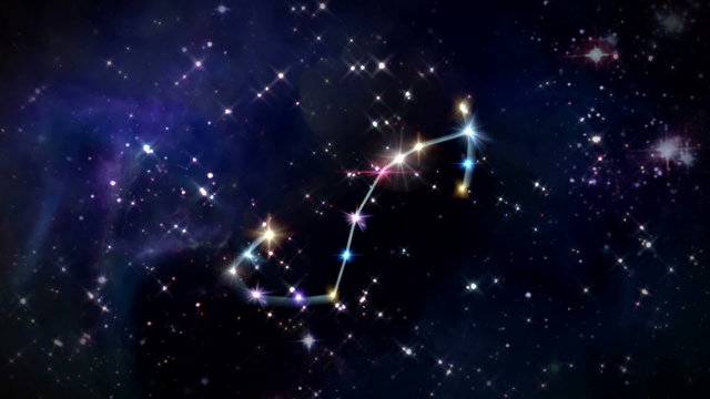 the Scorpio zodiac sign forming from the twinkle stars with space background