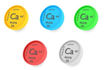 Calcium chemical element symbol set