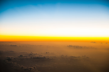飛行機から見た朝焼け,雲海,