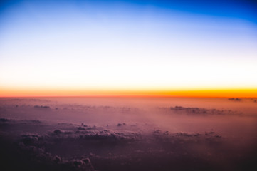 飛行機から見た朝焼け,雲海,