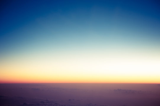 飛行機から見た朝焼け,雲海,