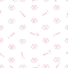 Fototapeta na wymiar The seamless vector pattern with pink cats