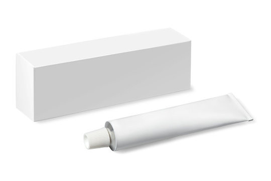 white tube with a box on a white background