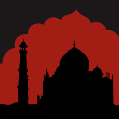 Silhuette of Taj Mahal temple
