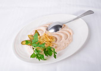 Mashed beans with roasted onion.