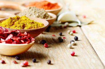 Spoons with spices