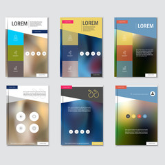 Set business brochure design vector template in A4 size, with blur background