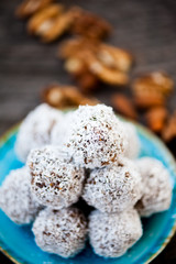 Homemade raw chocolate truffles 